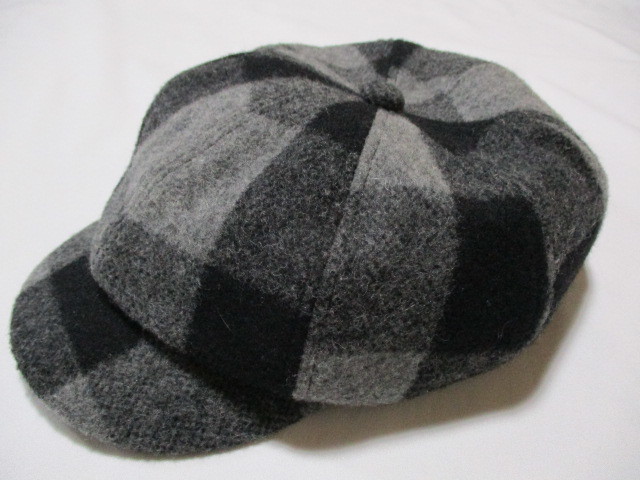 ネイバーフッド チェック ウール キャスケット 黒×灰 M拍卖
