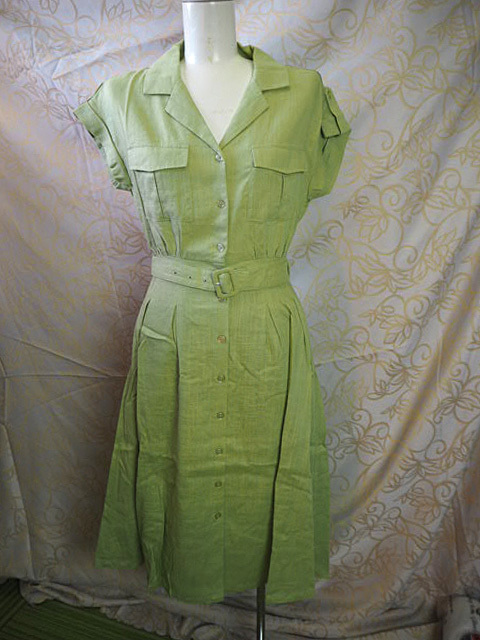 新品未使用 訳アリ MIIA ミーア ワンピース フリーサイズ グリーン・230111拍卖