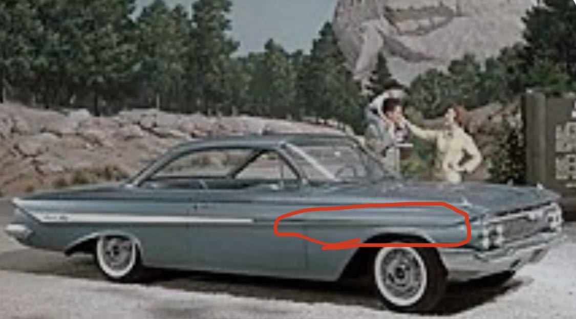 1961シボレーインパラフロントフェンダーモールディング左右セット新品。インパラフェンダーモール インパラサイドモール インパラモール拍卖