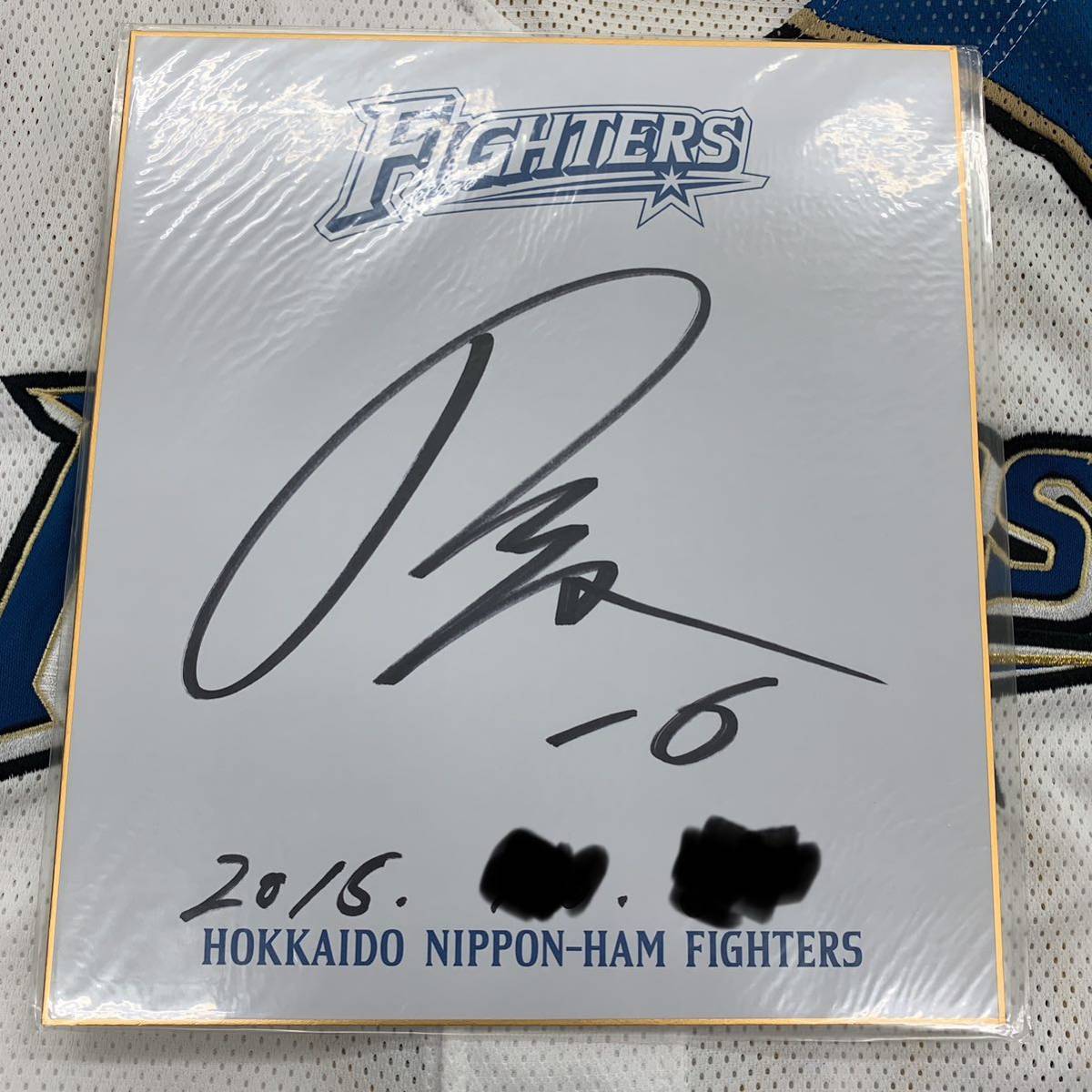 北海道 日本ハムファイターズ 有原航平選手のサイン入り球団色紙 日付入り ソフトバンク レンジャーズ拍卖