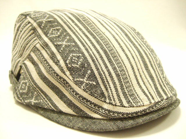 s横浜最新 中世ストライプ柄♪魅惑のハンチング ベージュ系/ストライプ グレー メンズレディース 送料300円ξhaξ ξ 帽子11拍卖