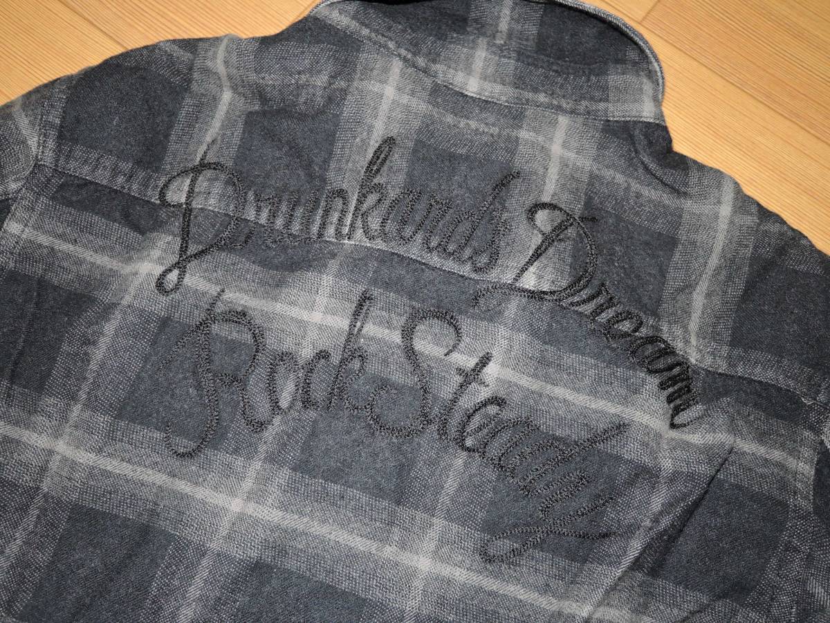 ワコマリア WACKO MARIA チェックシャツ S 背ロゴ 黒灰系 / 刺繍ステッチ 長袖シャツ拍卖