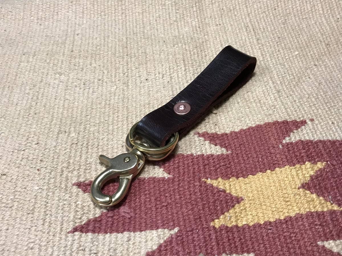 キーホルダー キーフック バイカー バイク乗り サドルレザー ビンテージ 真鍮 ブラス拍卖