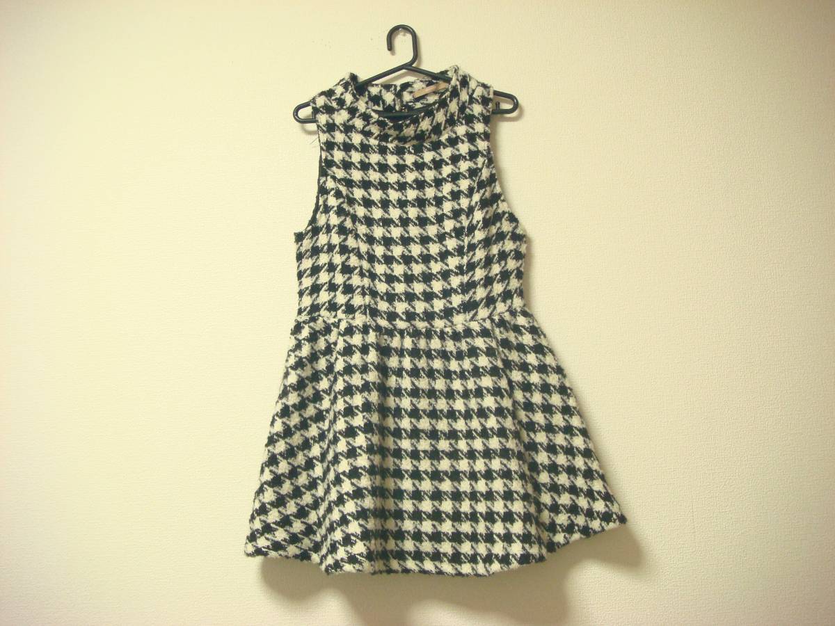 ダズリン 千鳥格子柄 ふんわりフレア 厚手ツイード ワンピース 拍卖