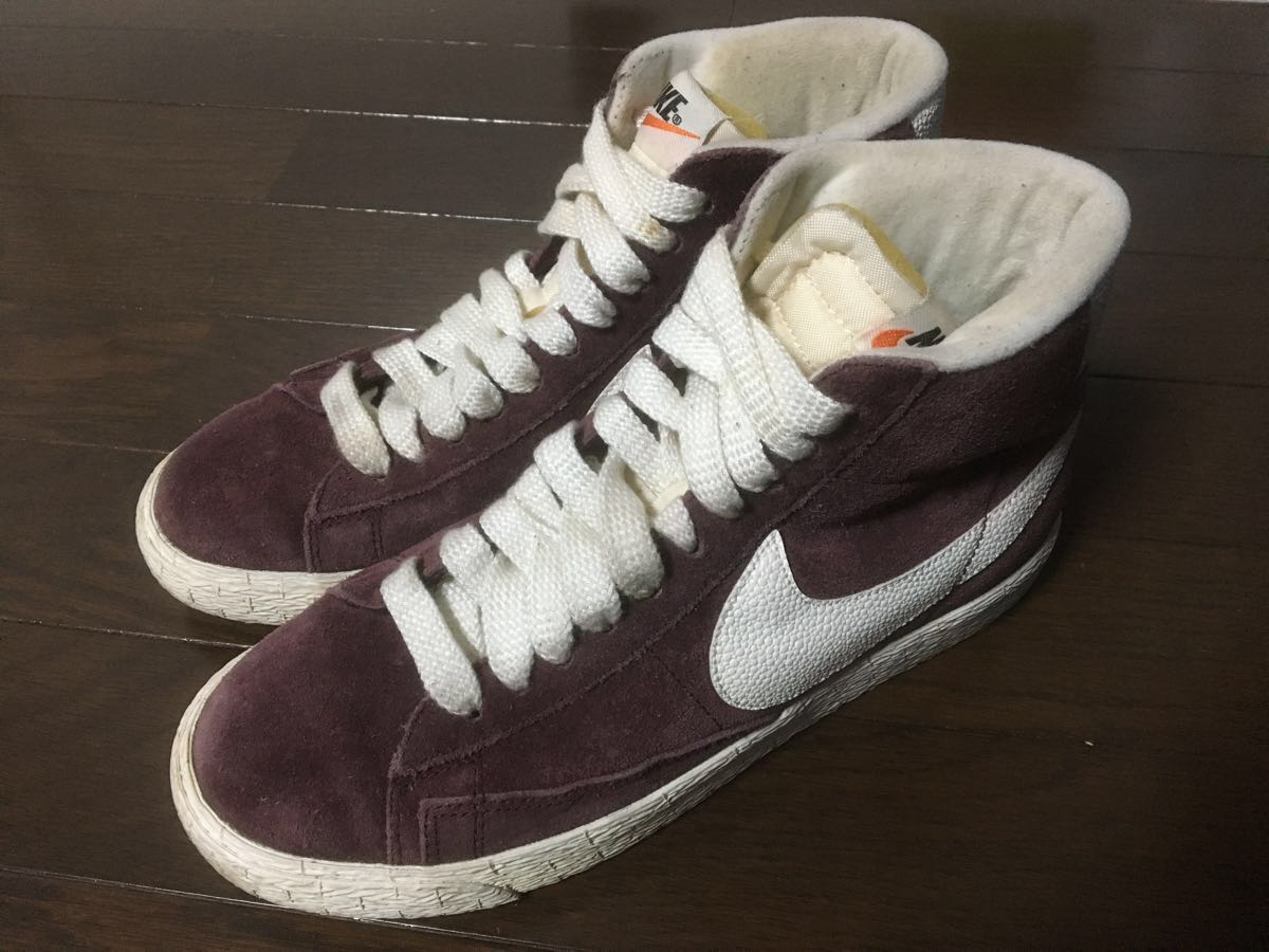 ナイキ NIKE ブレーザー blazer ハイカット スニーカー レディース 23.5cm ワインレッド スウェード拍卖