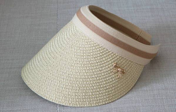 UV紫外線対策サンバイザー麦わら帽子キャップ★ゴルフ① 白/ホワイト拍卖