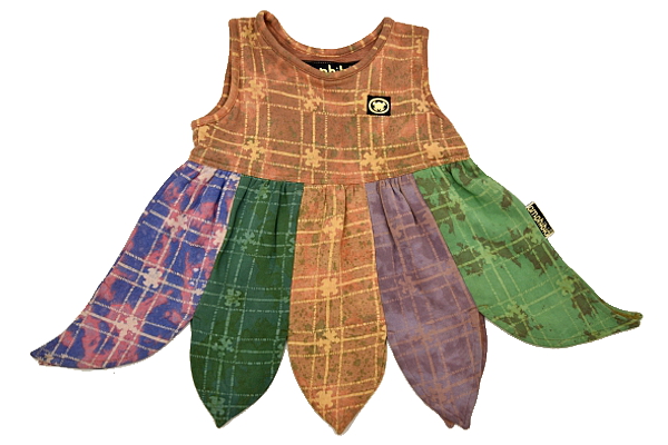 KO401★新品★amphibia★ライトブラウン×マルチカラー 裏起毛 ノースリーブワンピース ジャンパースカート 4 拍卖