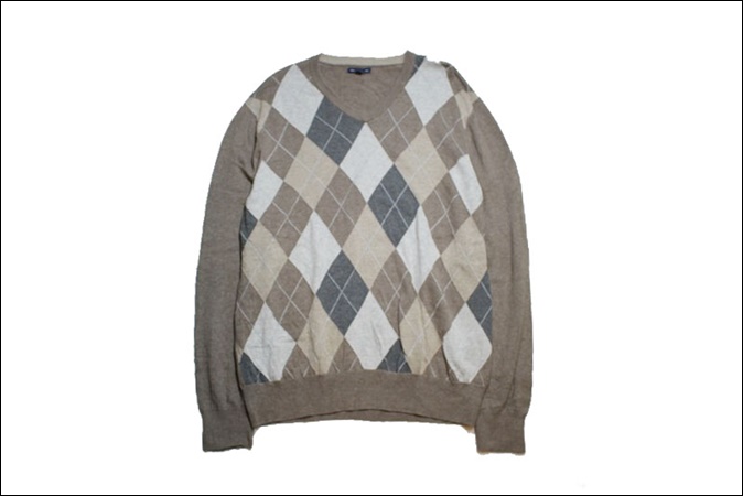 【L】 GAP ギャップ コットン ニット セーター Vネック アーガイル 柄 ビンテージ ヴィンテージ USA 古着 オールド GC65拍卖