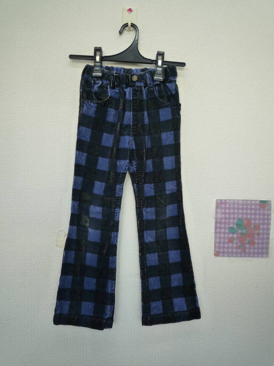 ★ 市松模様 コーデュロイ ズボン 青系 120㎝ 男の子 前ポケット・後ポケットあり拍卖