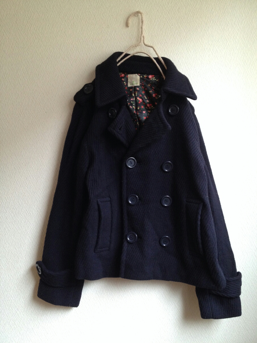 ★on the couch オンザカウチ★可愛い厚手のウールのピーコート★M★拍卖