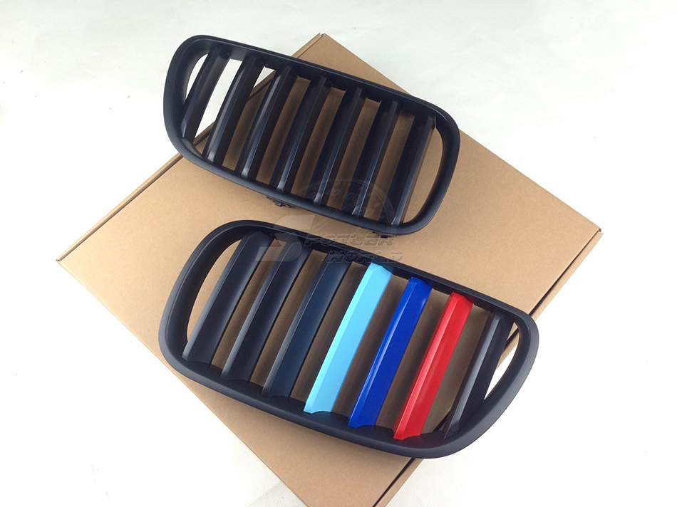 純正交換用 左右セット 取付簡単 在庫有 BMW E83 X3 SUV 後期 フロントグリル 2007-2010 艶消黒+Mの3色拍卖