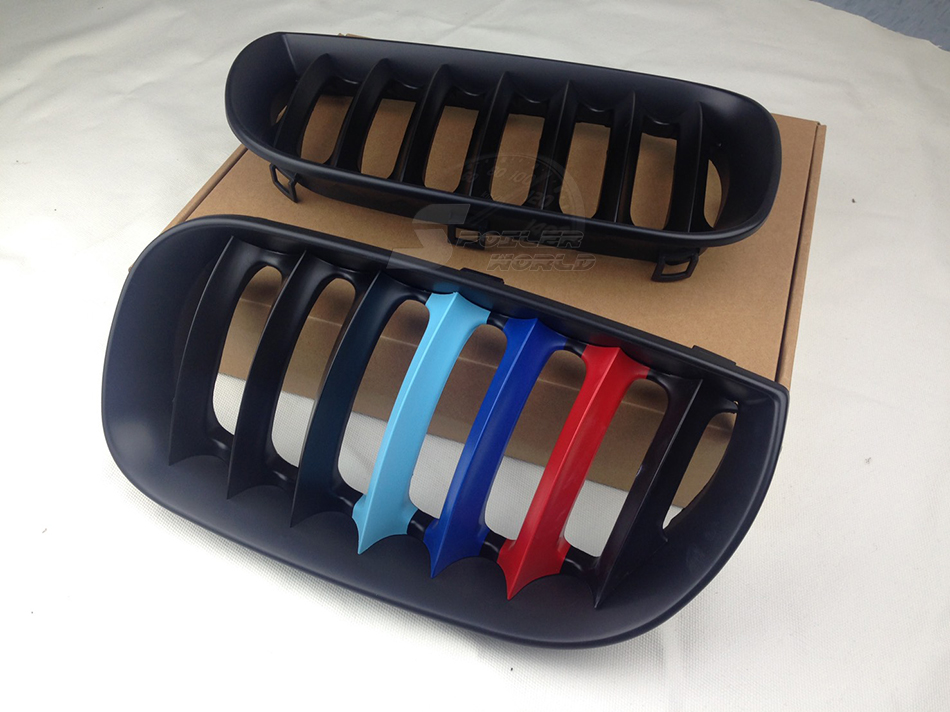 純正交換用 左右セット 取付簡単 在庫有 BMW E83 X3 SUV 前期 フロントグリル 2003-2006 艶消黒+Mの3色拍卖