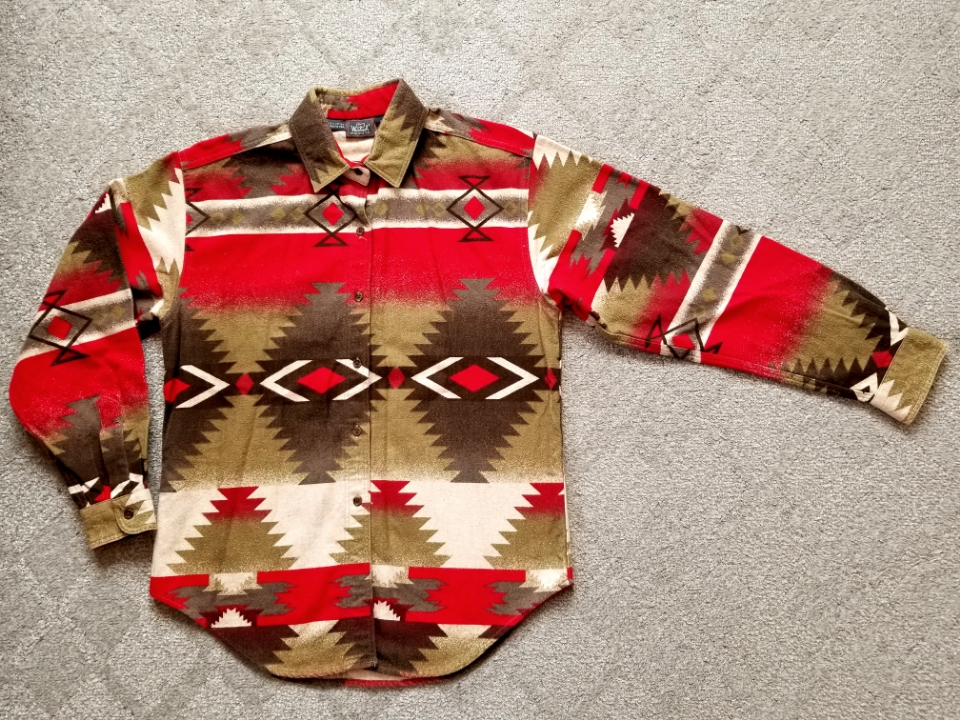 状態良し 希少柄 80s~90s USA製 WOOLRICH ウールリッチ ネイティブ柄 プリントネルシャツ S // ビンテージ アメリカ製 M L拍卖