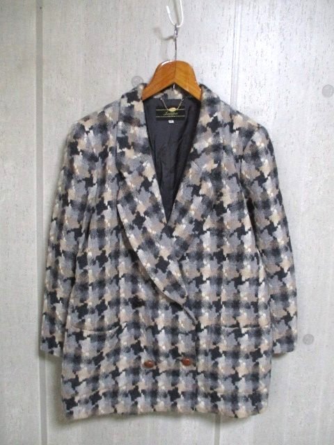 e335 レリアン Leilian ウールジャケット サイズ17+ グレー×他 92拍卖