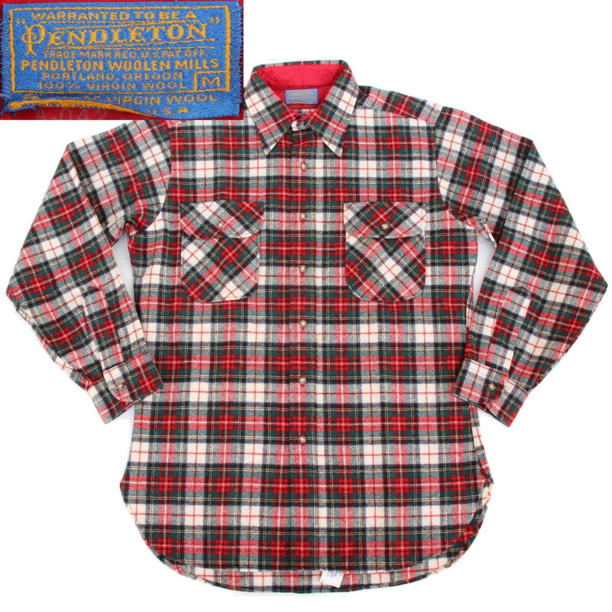 (31605)未使用デッドストック70s PENDLETONウール チェックシャツM (ネルシャツ ペンドルトンジャパンUSAアメリカ長袖ヴィンテージ70年代)拍卖