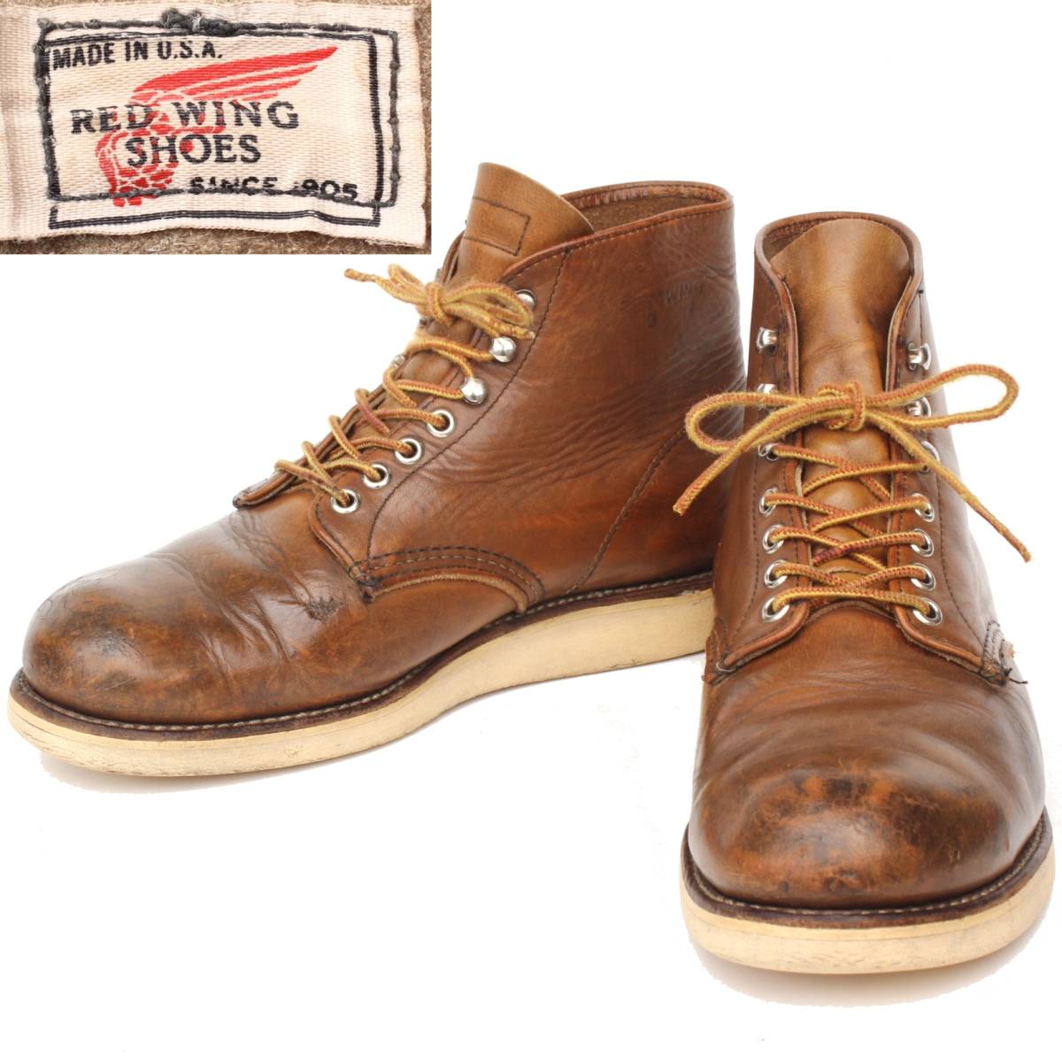 (27636)オールド82年製REDWING766レッドウィング7~8インチ(7EE 7.5EE 8EE 25cm 25.5cm 26cm)(プリント羽タグ旧羽タグ茶ヴィンテージUSA)拍卖