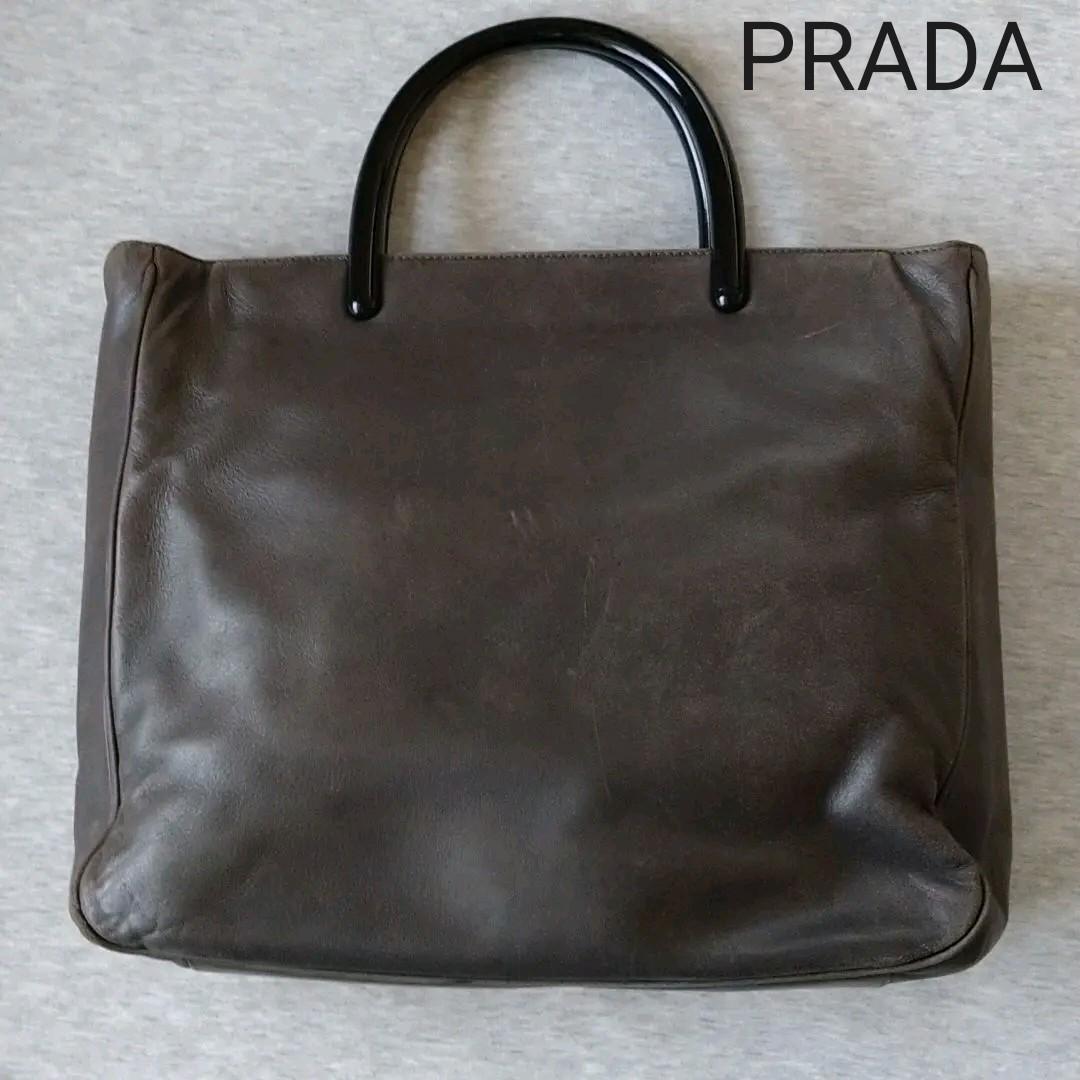 ★PRADA(プラダ) レザートートバッグ グレー★拍卖