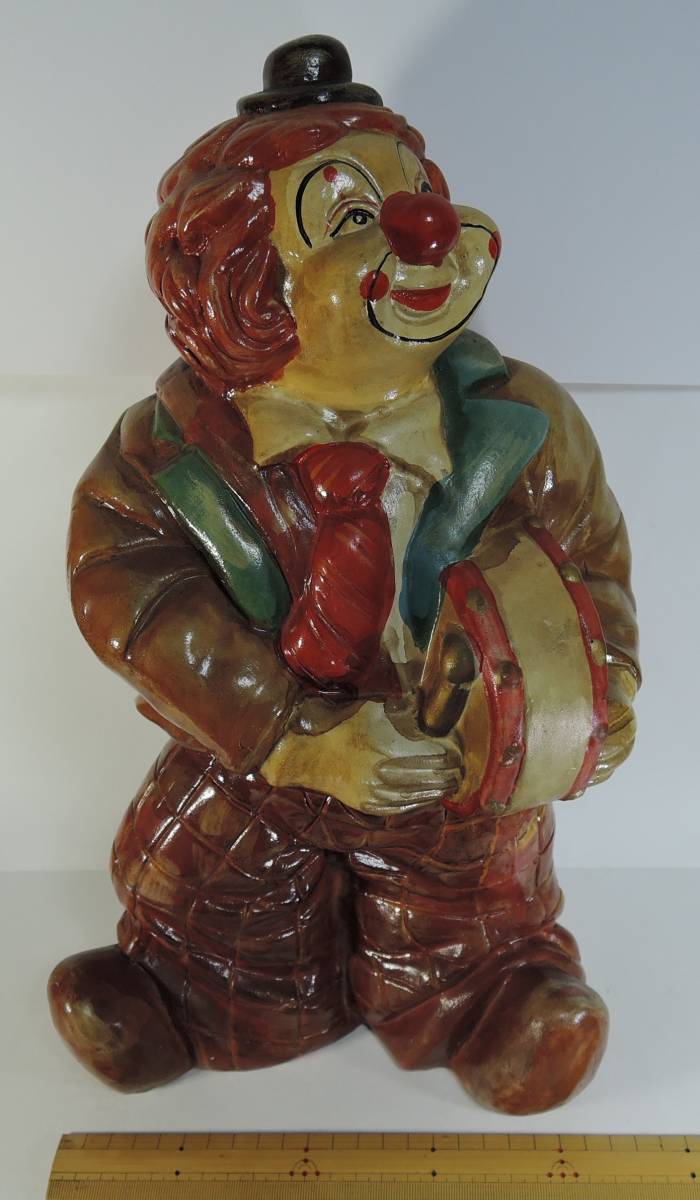 ☆000 昭和レトロ■太鼓を叩く ピエロ 置物 陶器製■高さ38cm拍卖