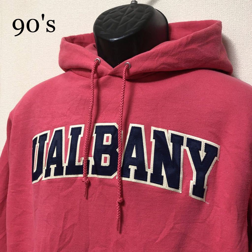 90's◇Champion /チャンピオン /メンズS スウェット パーカー トレーナー トップス 裏起用 ビッグロゴ UALBANY アメカジ スポーツ USA古着拍卖
