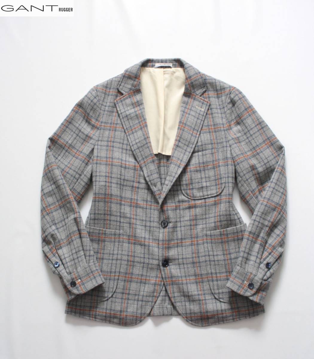 【 GANT RUGGER ガントラガー 】ウール 3B シャツ ブレザー 48 グレー ポルトガル製 サイドベント ジャケット アンコン拍卖