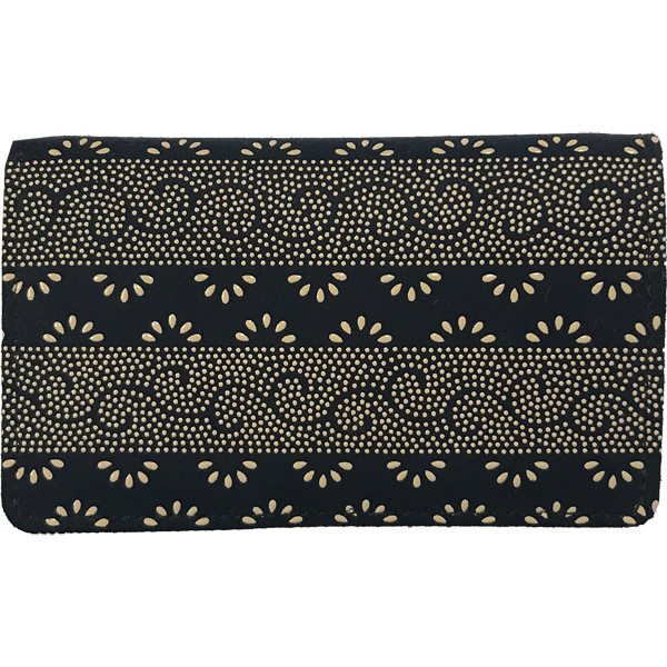 印伝名刺ケース 印傳屋上原勇七 INDEN-YA No.2501名刺入れ 009爪唐草 紺地白漆拍卖