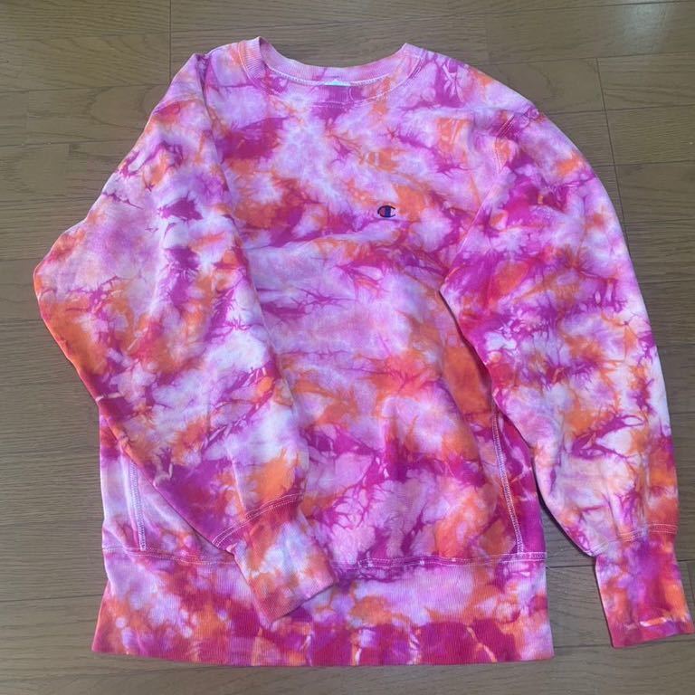 珍色 90's ダイダイピンクChampion チャンピオン rever seweave リバースウィーブ USA製 VINTAGE ヴィンテージ スウェット サイケ Lサイズ拍卖