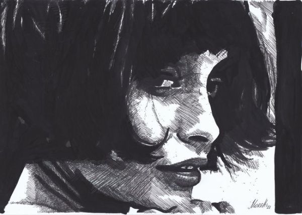 ☆☆☆イラスト原画 見事に捉えられた振り向き際の一瞬の表情  「喜び」拍卖