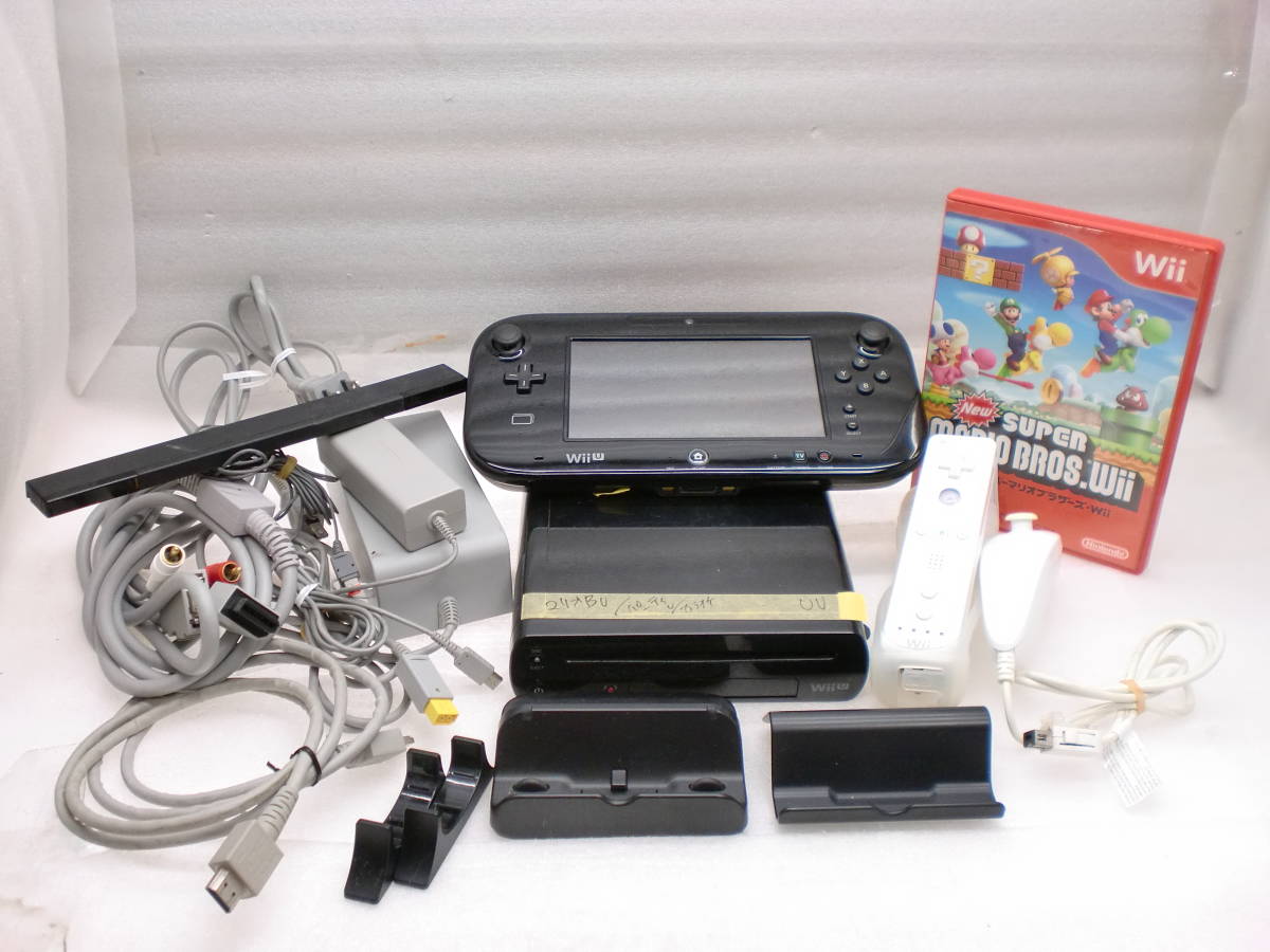 2302163 WiiU本体(32GB)内蔵ソフト マリオブラザーズU パーティU Wiiリモコン 現状品拍卖