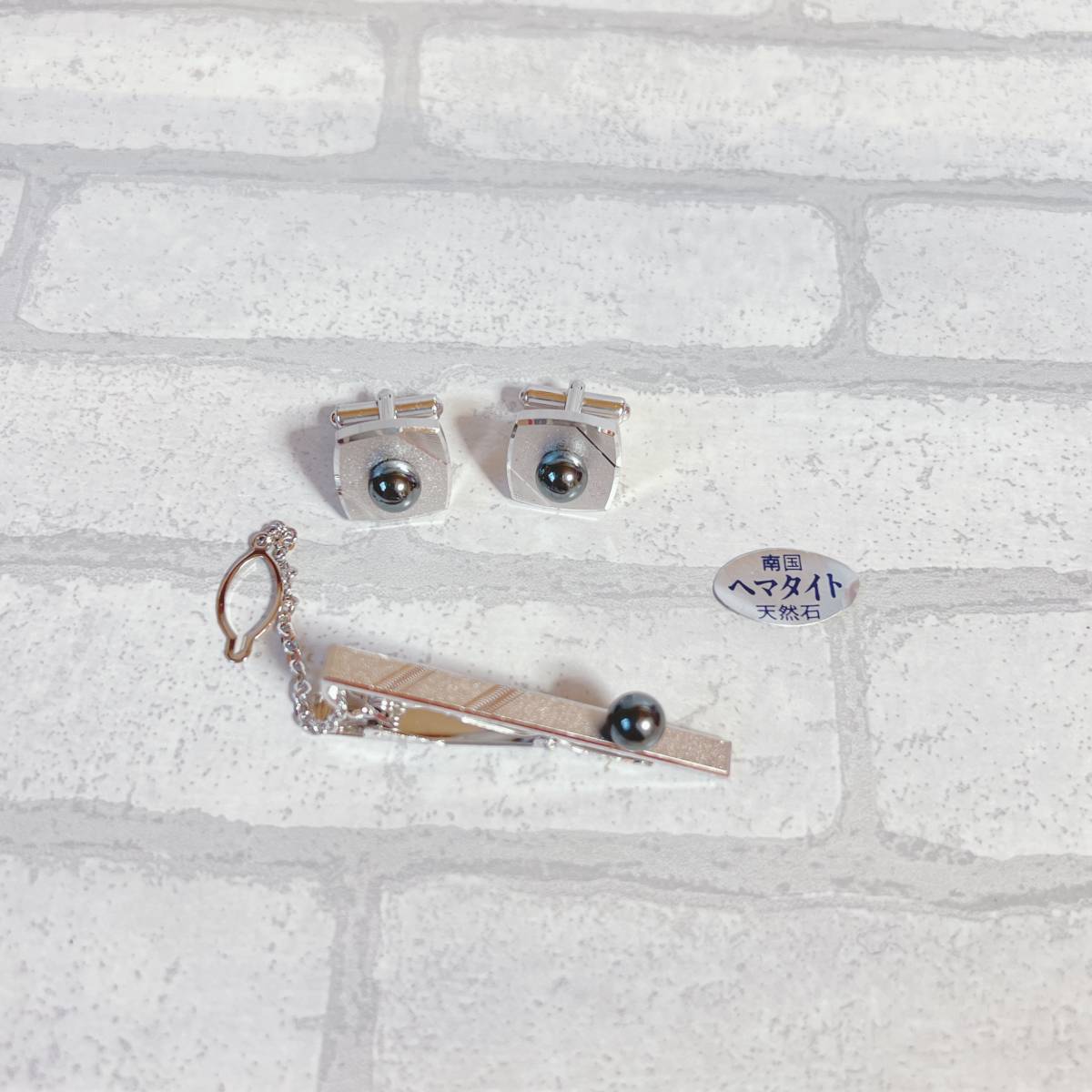 ネクタイピン カフス シルバー silver ヘマタイト アンティーク ヴィンテージ EL-0102拍卖