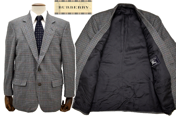 L-2095★美品★Burberrys バーバリー★秋冬 ツイード 90s 英国 イングランド製 ヴィンテージ チェック テーラードジャケット ブレザー S 46拍卖