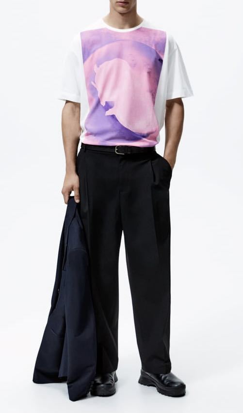 送料無料 新品 ZARA メンズ フォトプリントTシャツ拍卖
