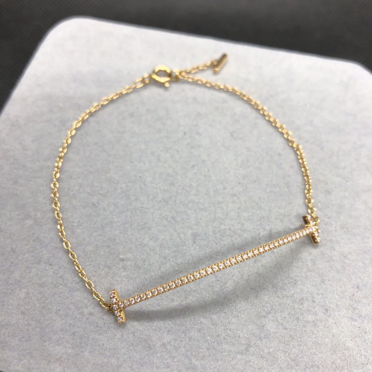 即決 TIFFANY&Co. AU750 ゴールド ダイヤモンド スマイル ブレスレット拍卖