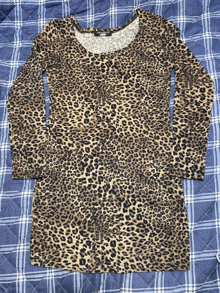 美品 LOSANGELES ヒョウ柄 ワンピース チュニック か拍卖