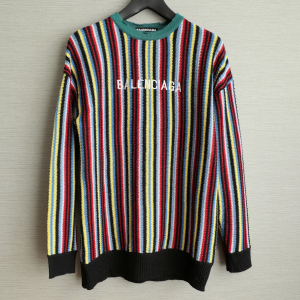 BALENCIAGA セーター Lサイズ マルチストライプ ニット メンズ バレンシアガ ポルトガル製 送料無料 質屋 神戸つじの拍卖