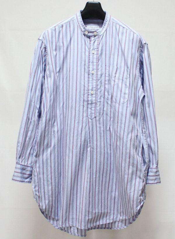 20SS Engineered Garments エンジニアードガーメンツ Banded Collar Long Shirt Multi Color Tailor Stripeバンドカラー ロング シャツXXS拍卖