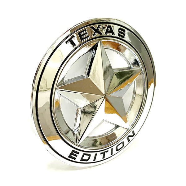 エンブレム カスタム ステッカー デカール プレート 3D 立体 TEXAS エディション スターカー シルバー×ブラック 送料無料拍卖