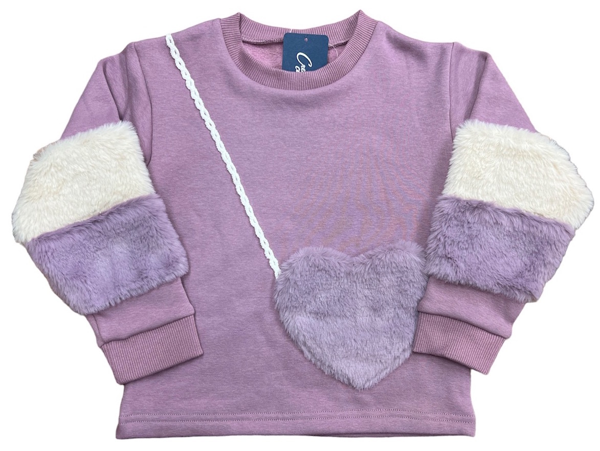 即決 新品タグ付 Crescent クレセント★大きなハートのポシェット あったか 裏起毛 トレーナー★90cm 1-2才目安 ¥2200拍卖