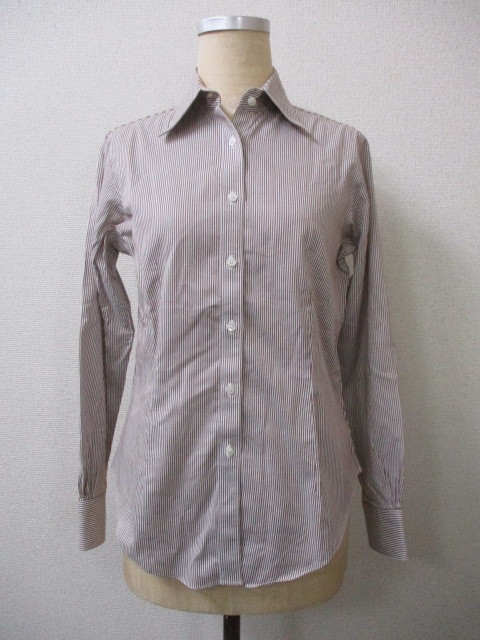 ★最終値下げ★ブルックスブラザーズ Brooks Brothers ストライプシャツ レディース サイズ2 ブラウン・ホワイト 拍卖
