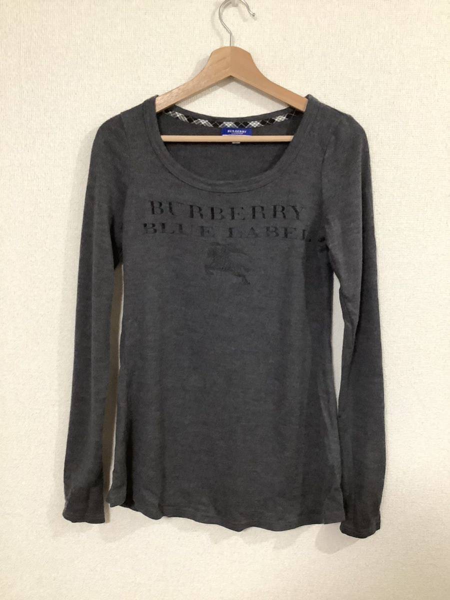 BURBERRY BLUELABEL バーバリー ブルーレーベル 長袖カットソー 長袖Tシャツ ウールカットソー ハイブランド グレー拍卖