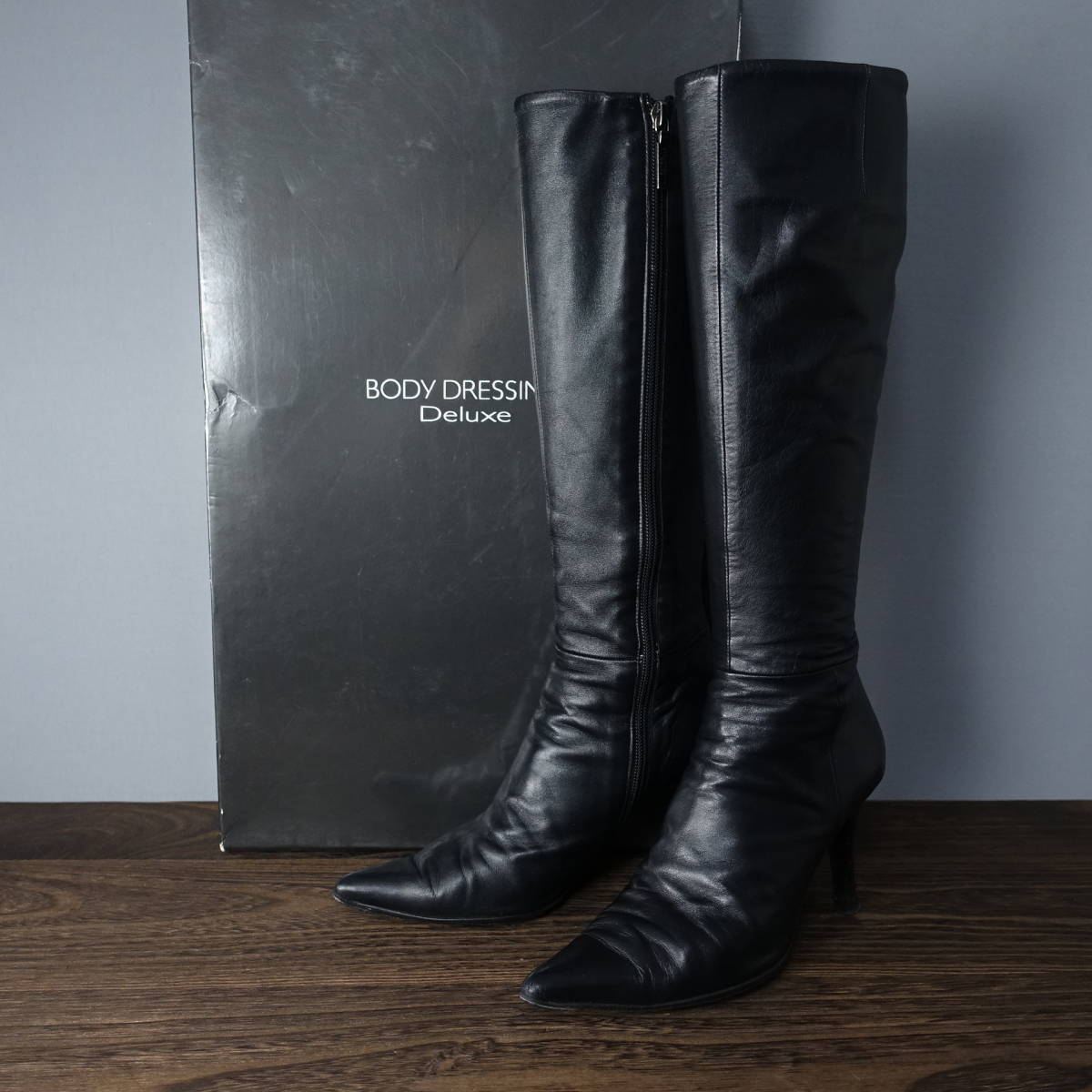 BODY DRESSING Deluxe/ボディドレッシング デラックス/23.5/日本製/レザー/ロングブーツ/ブラック/黒/レディース/靴/シューズ拍卖