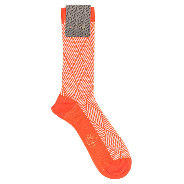 alto milano(アルトミラノ) ソックス 1879UC SHORT オレンジ x ホワイト 26091or 【A26093】拍卖