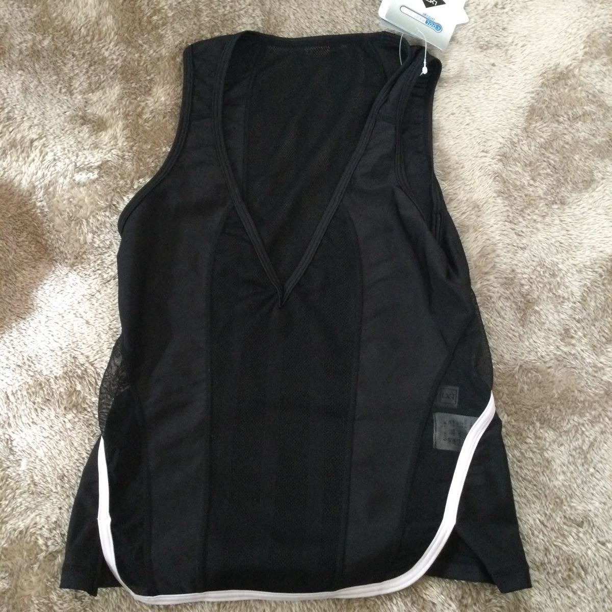 超お値打ち出品 小さめサイズ IXI FITNESS Lady's メッシュ使いヨガトップ Mサイズ ブラック 新品タグ付き未使用品拍卖