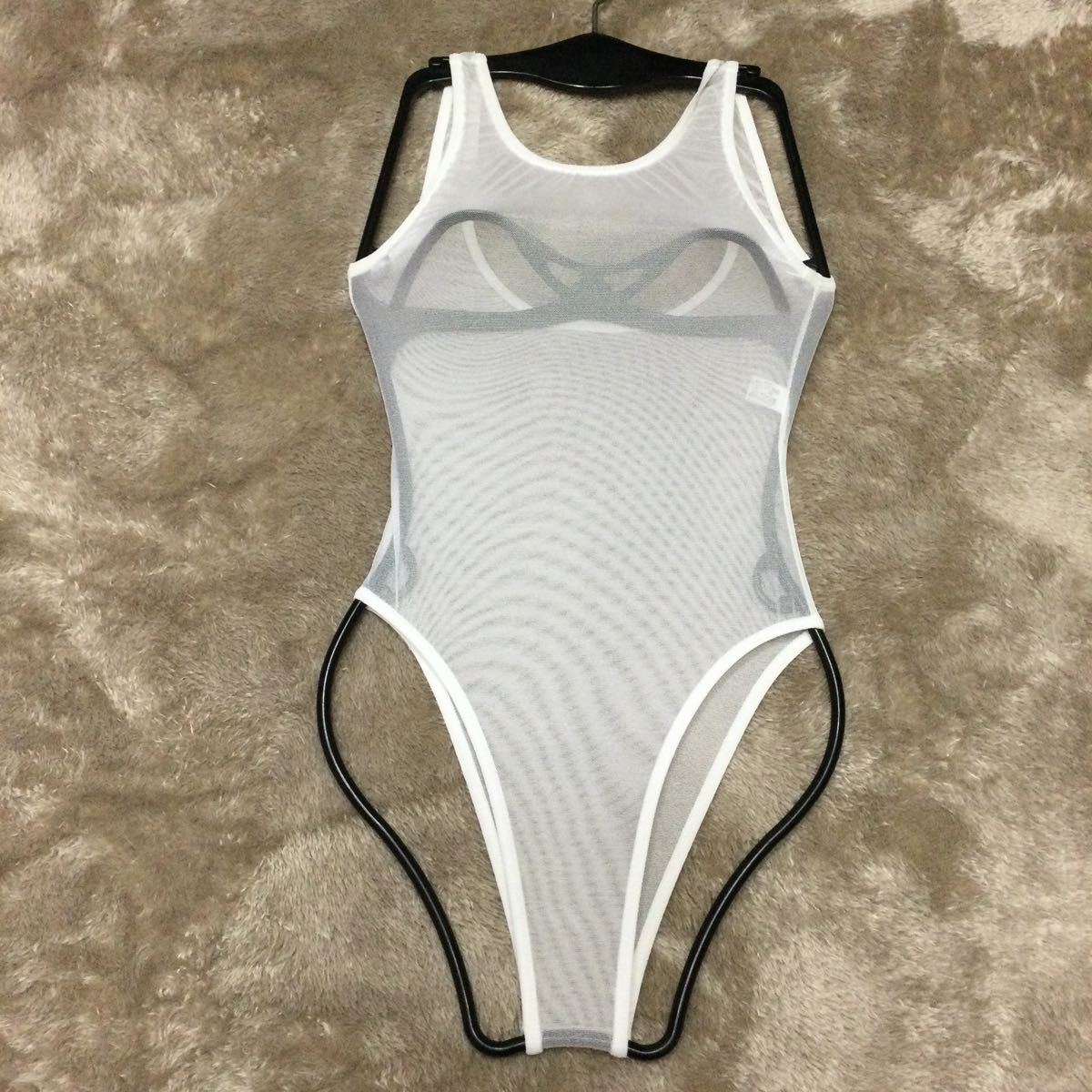 超お値打ち出品 切れ込み鋭い Lady'マイクロメッシュレイヤードs超ハイレグレオタード Mサイズ ホワイト usedほぼ新品拍卖