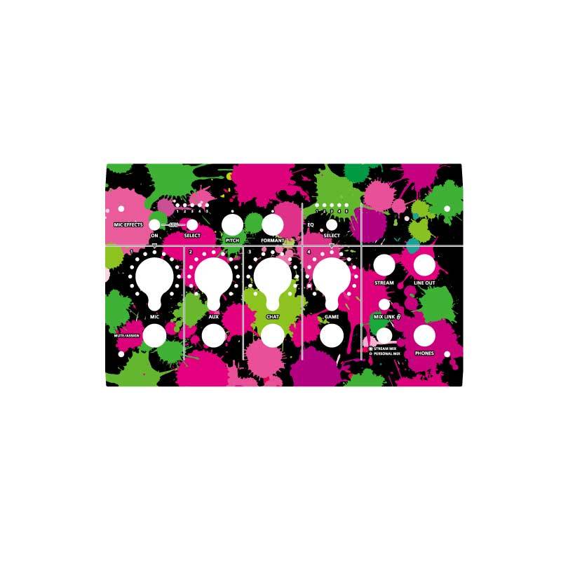 ローランド BRIDGECAST 着せ替え カスタムステッカー 1枚 インクスプラッシュ ピンク×緑 カスタムスキン オーディオミキサー拍卖