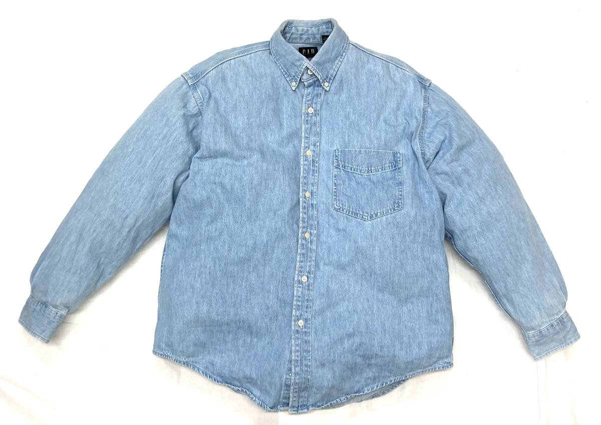 90s カナダ製 OLD GAP オールド ギャップ デニム ボタンダウンシャツ M拍卖