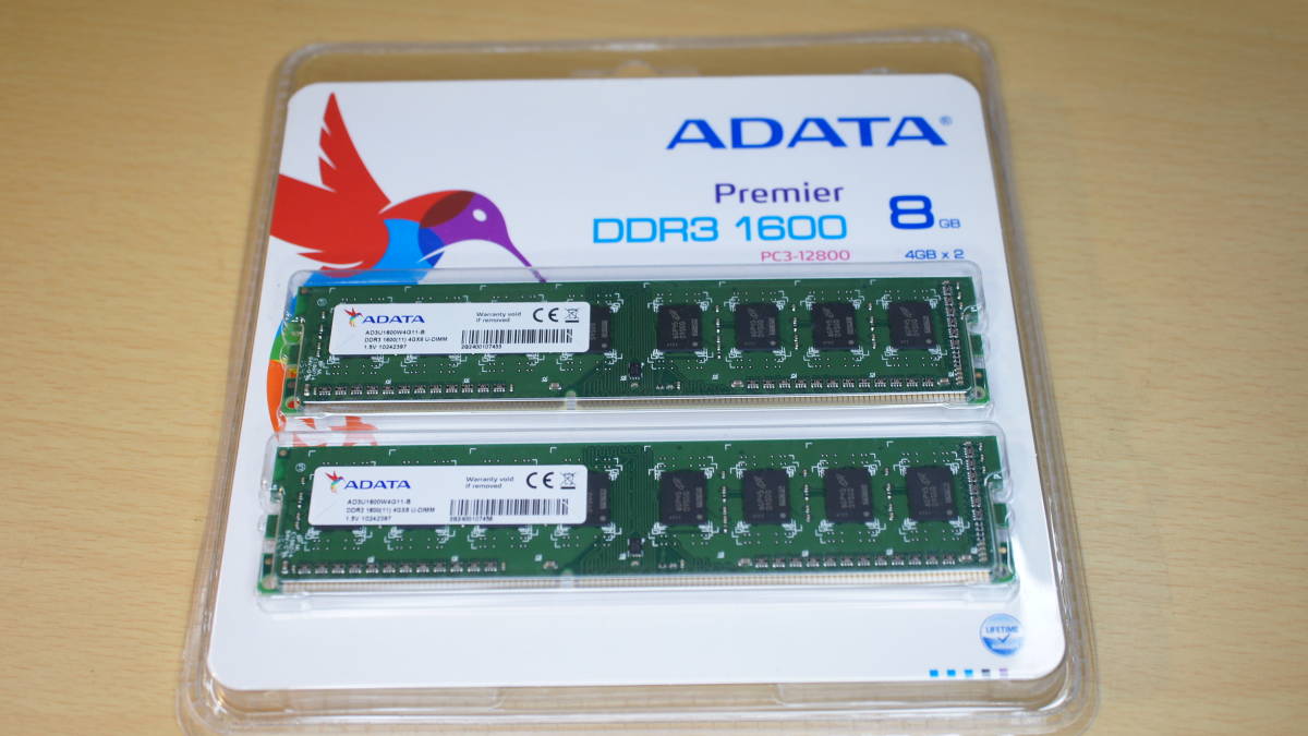 【未開封品・DDR3-1600・4GB×2枚・デュアルチャンネルキット】ADATA AD3U1600WQ11-B拍卖
