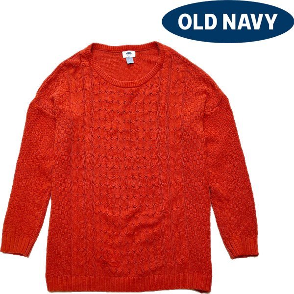 1点物◆GAP系オールドネイビー茶ケーブル編みニットセーター古着メンズレディースOKアメカジ90sストリート/スポーツMixビッグサイズ785654拍卖