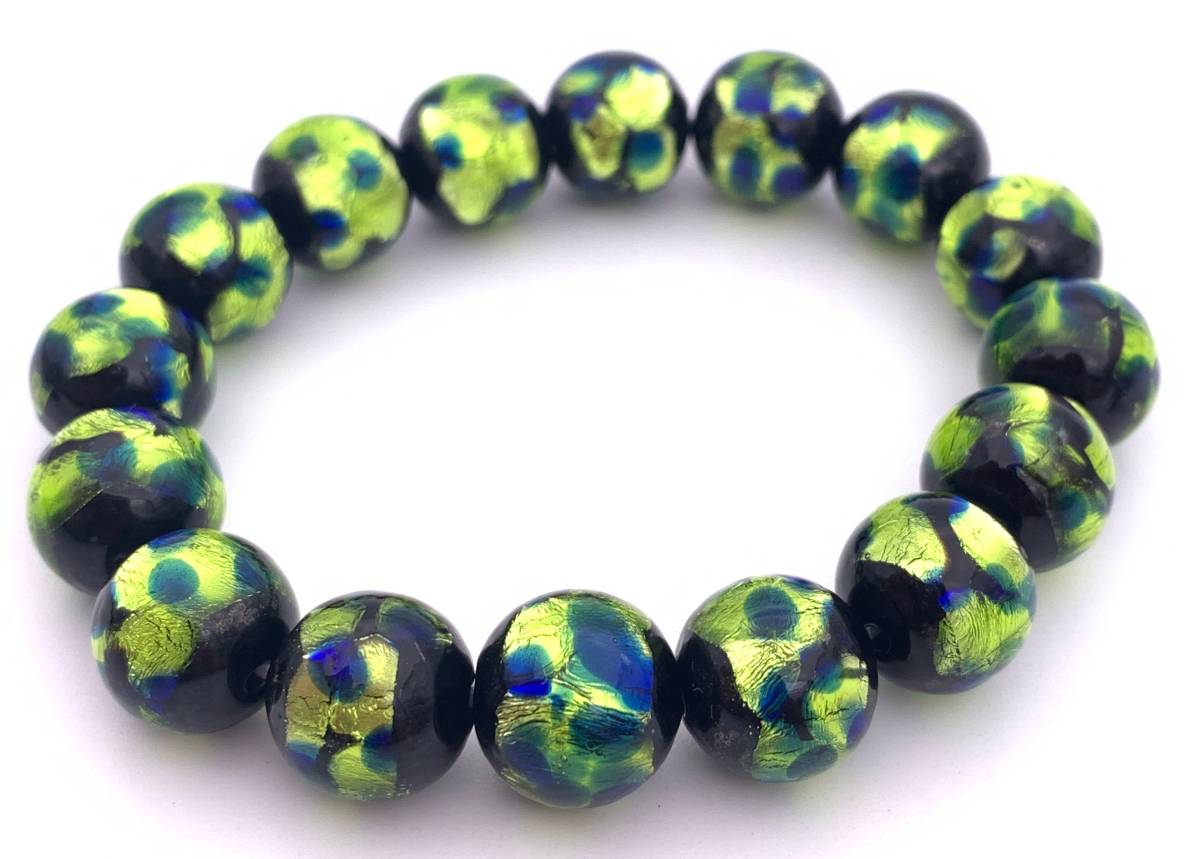 ホタルガラス(グリーン) 12mm玉 のブレスレット-1拍卖