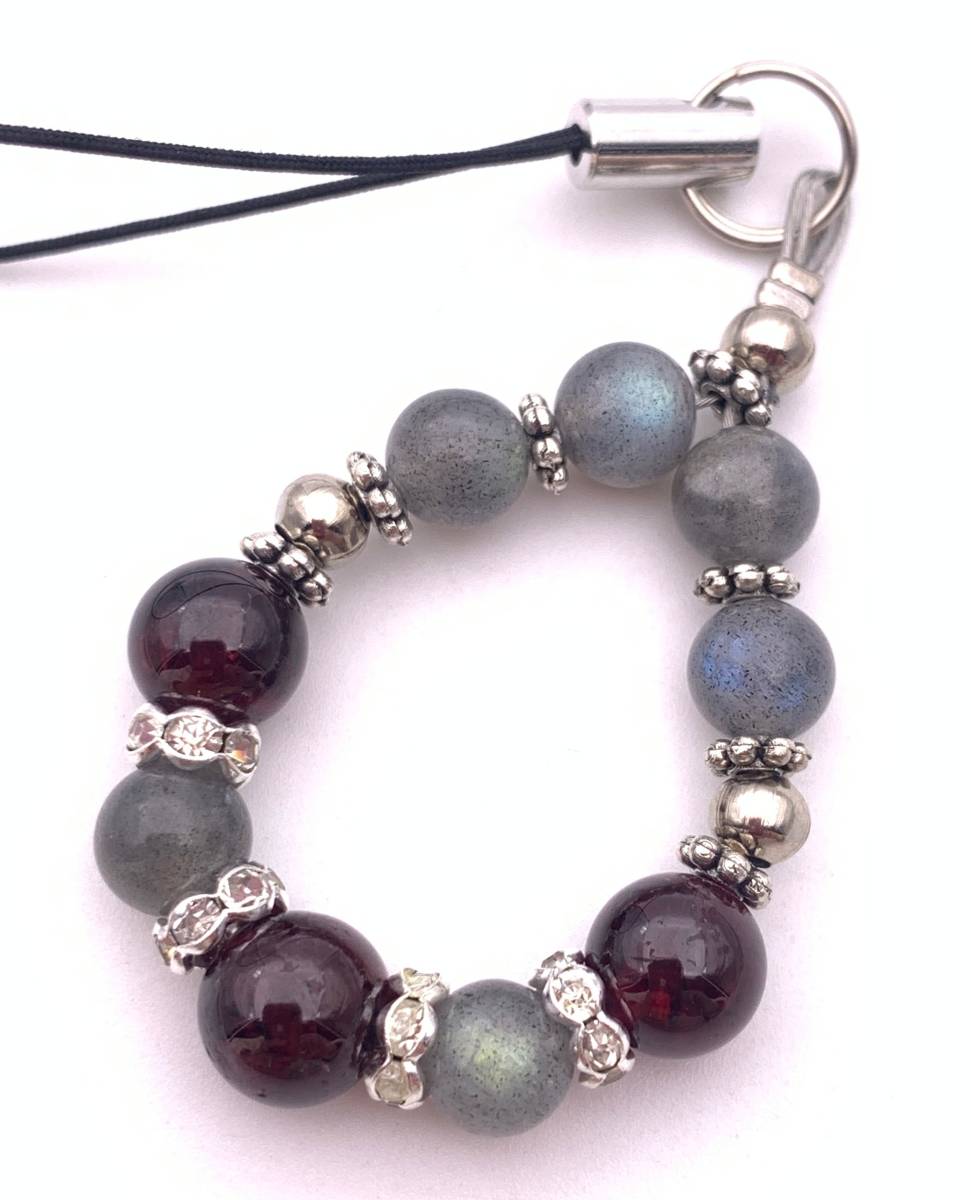 天然石ラブラドライト&ガーネットのストラップ拍卖