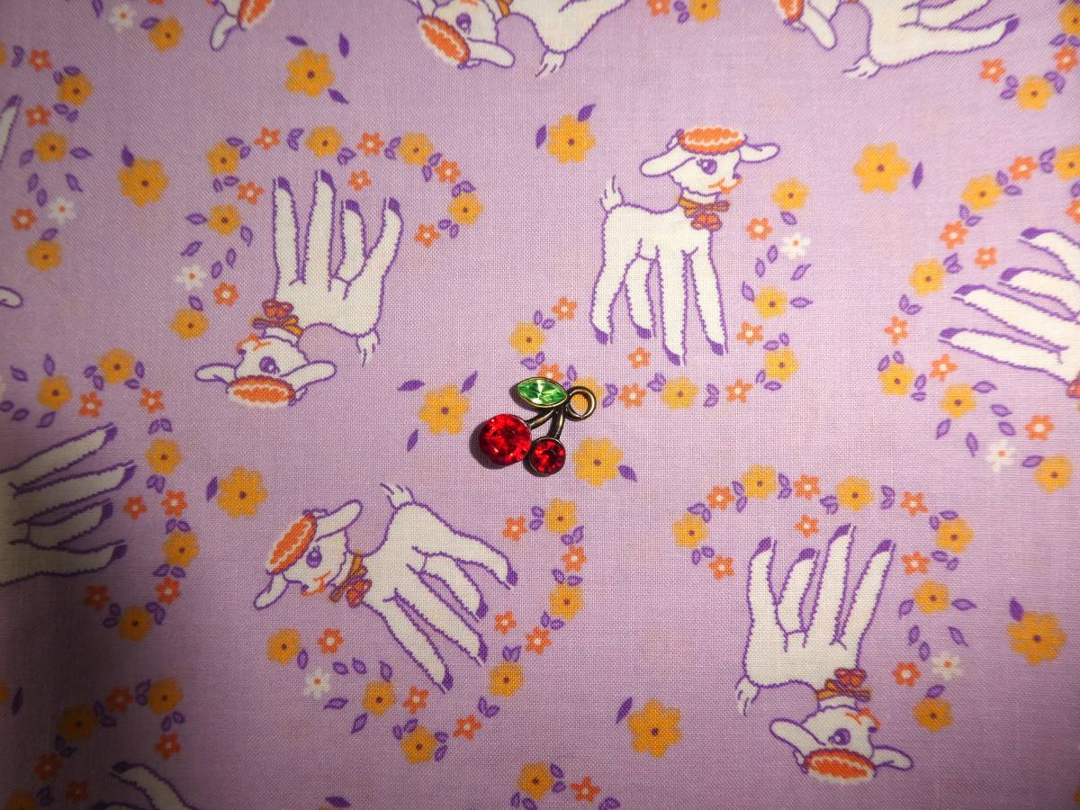 即決★レアUSA30’sアニマルフラワー生地パープル★レトロRobertkaufman紫拍卖